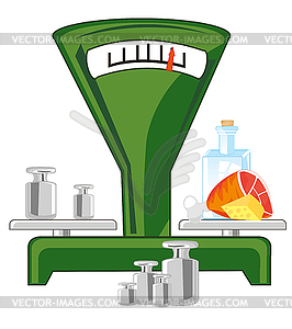 Scales with cargo and product - vector image