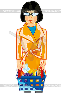 Making look younger girl with pushcart pervaded - vector image