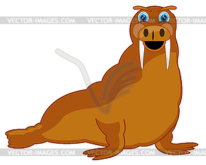 Cartoon animal walrus - vector clip art