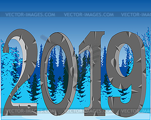 Numerals approaching new year on background winter - vector clip art