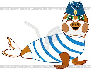 Arctic animal seal in form of sailor - vector image