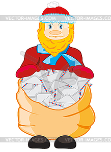 Grandparent frost with bag of letters - vector image