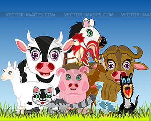 Much varied pets on year glade - vector image