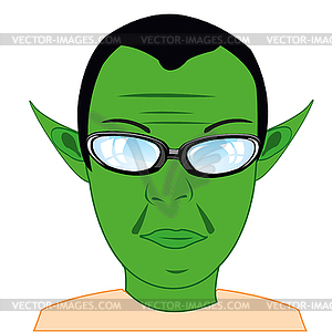 Портрет мужчины сказочного тролля с зеленой кожей - стоковое векторное изображение