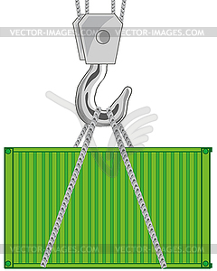 Разгрузить морской контейнер с помощью подъемного крана - клипарт