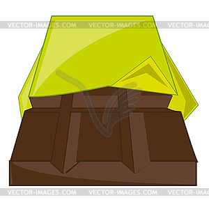 Плитка коричневого шоколада в без упаковки для покрытия - векторное изображение