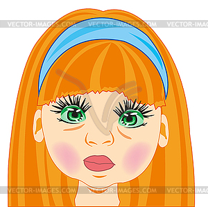 Portrait of young girl with redheads hair - vector clip art