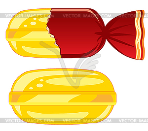 Sweetmeat caramel in cover and without it - vector clipart