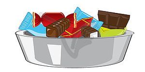 Конфеты и шоколад в чашке - изображение в формате EPS