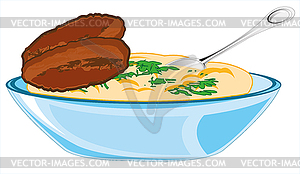 Plate with chop - vector clip art