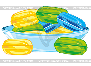 Sweetmeats lollipop colour in saucer - royalty-free vector clipart