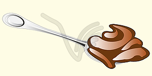 Kitchen instrument dinning-room spoon with chocolat - vector clipart