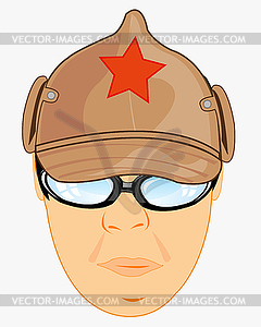 Head men in headgear budenovka - vector clipart