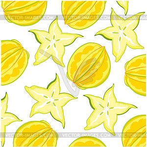 Fruit carambola decorative pattern - color vector clipart