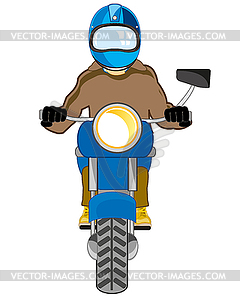 Man in defensive send on motorcycle type frontal - vector clip art