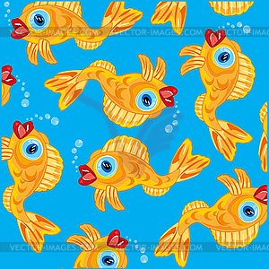 Yellow decorative fish pattern - royalty-free vector clipart
