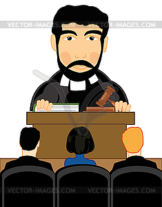 Мужчины к судьям в зале суда - стоковый векторный клипарт