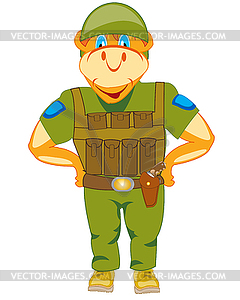 Animal in military form with weapon - color vector clipart