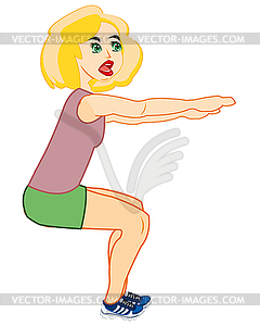 Молодая девушка делает гимнастические упражнения - клипарт в векторе