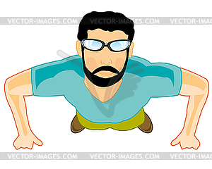 Young men doing power exercise - vector image