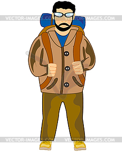 Young person traveler is insulated - color vector clipart