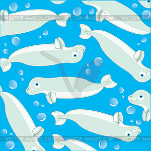 White whale decorative pattern on turn blue - vector clipart