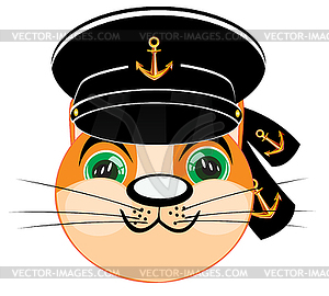 Animal cat in headdress of sailor - vector clip art