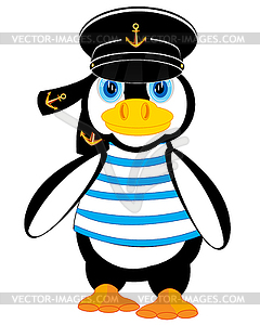 Животный пингвин в форме моряка - векторное изображение клипарта