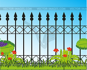 Iron forged decorative fence and year nature - vector clip art
