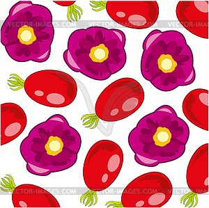 Decorative pattern fruit and flower of wild rose - vector clipart