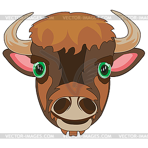 Mug animal bison is insulated - vector clipart