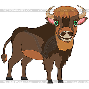 Cartoon animal bison is insulated - vector clip art