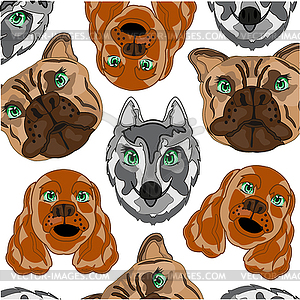 Decorative pattern of mug of dogs - vector image