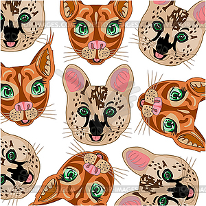 Mugs cat serval and caracal decorative pattern - vector clipart