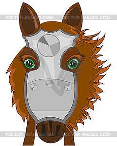 Cartoon of head of warhorse - vector clip art