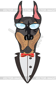 Mug of dog in suit - vector clipart