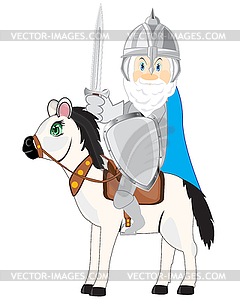 Medieval knight with weapon sword on horse - vector EPS clipart