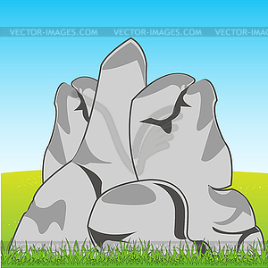 From stone on year glade in herb - vector clip art