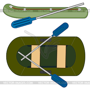 Pneumatic boat with oar - vector clipart