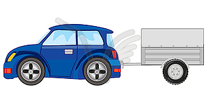 Passenger car with trailor - vector clip art