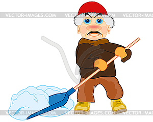 Man takes away snow is insulated - vector image