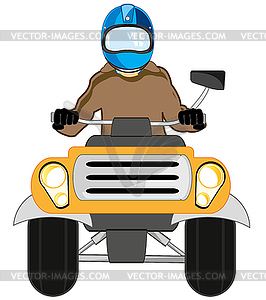 Man on quadricycle type frontal is insulated - vector clipart