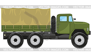 Cargo car with basket covered by tarpaulin - vector clipart