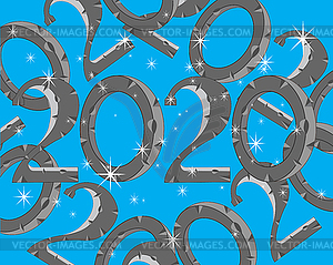 Decorative numerals 2020 patterns on turn blue - vector clip art