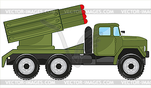 Cartoon of military car with installation hail - vector image