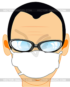 Man in defensive gauze armband of contamination - vector clipart
