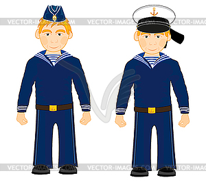 Два моряка в летней форме - изображение в векторе