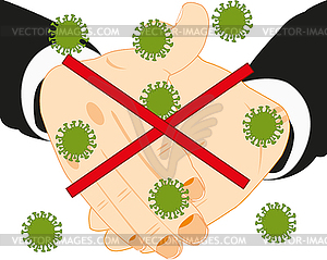 Greeting handshake and danger of contamination - vector clipart