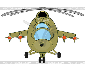 Military helicopter with weapon type frontal - vector image