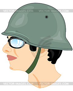 Head men in german helmet type of side - vector image